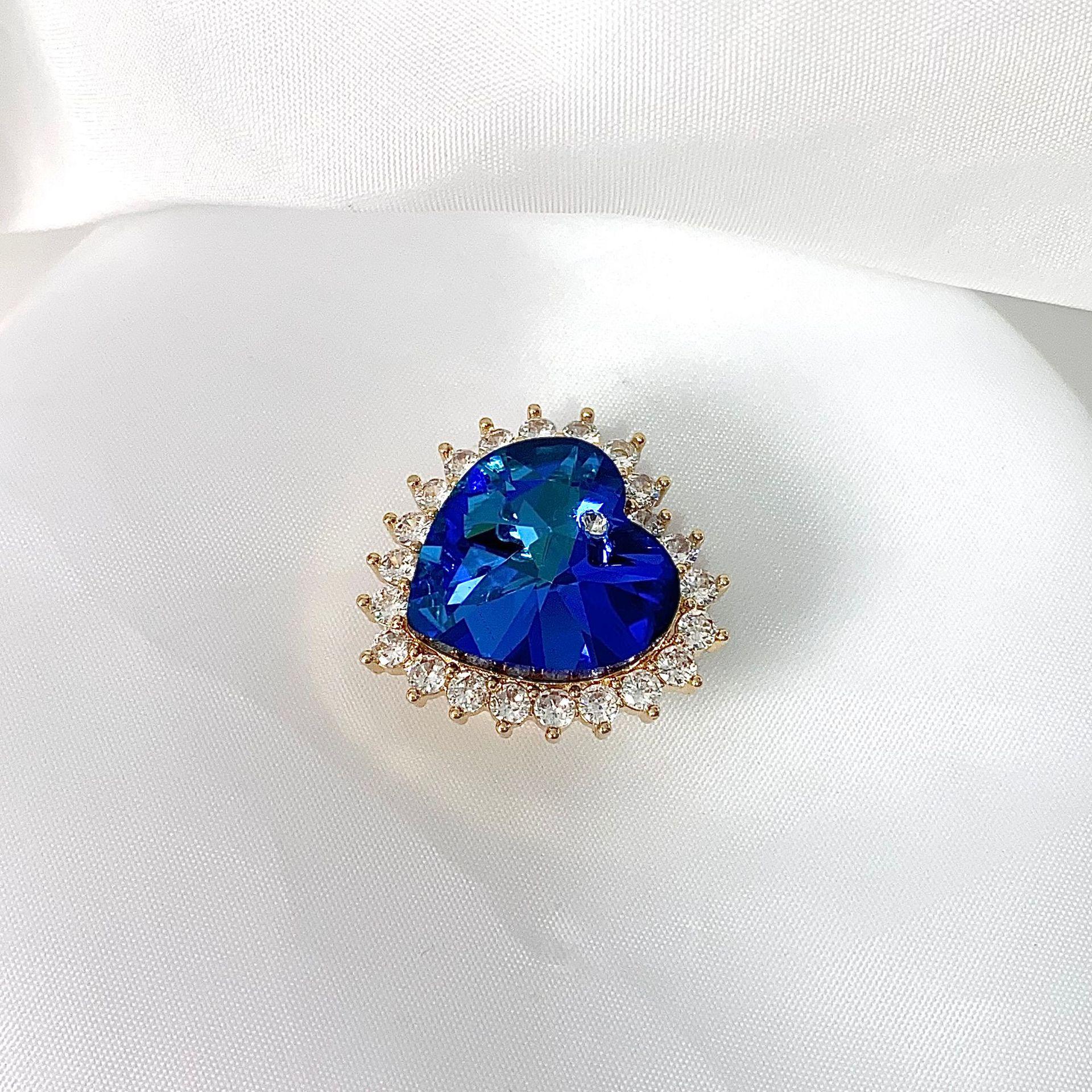 

Элегантный синий значок на лацкан в форме сердца с магнитной застежкой – циркониевая брошь для женщин золотой