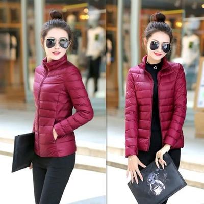 Damen-Daunenjacke, Winter, kurz, mit Kapuze, warm, schlank, modisch, einfarbig