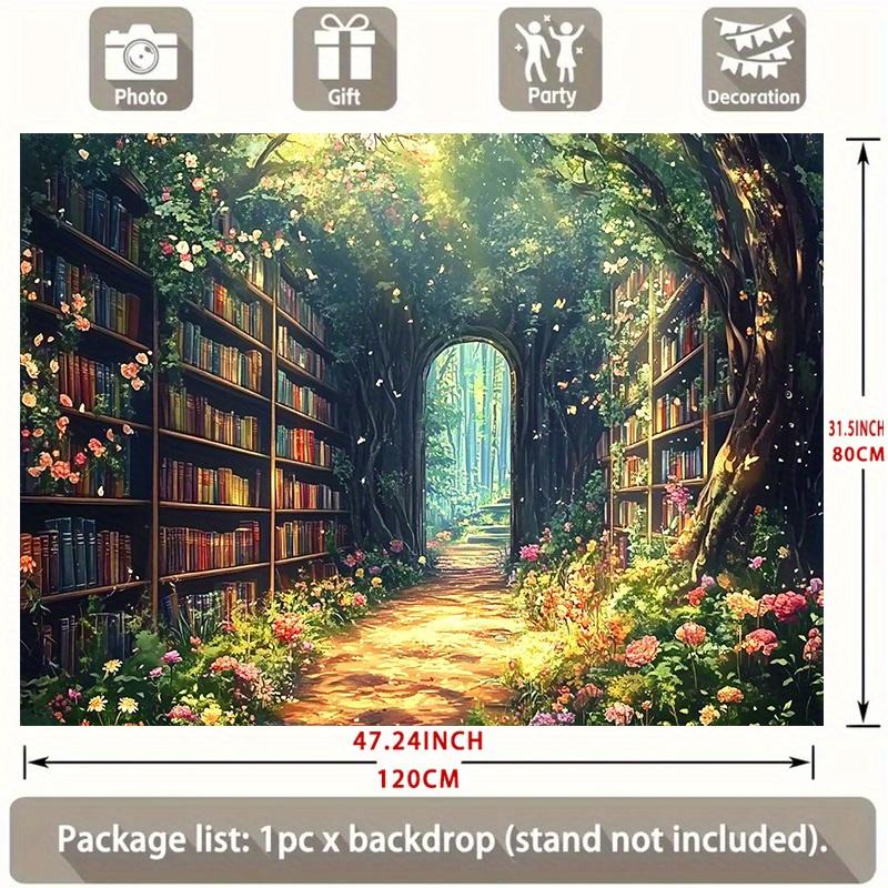 VIKAMAMagic Fairy Forest Library Background Decoration Tapestry Living Room Sofa Background Wall Room Decoration 74x94cm(29x37in)