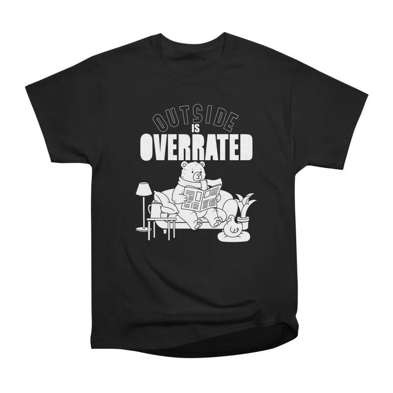 

Men Casual Shirts Short Sleeves OUTSIDE IS OVERRATED Tees Oversized T-shirts S чёрный