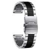 Edelstahl Metall Uhrenarmband Ersatz Metall Uhrenarmband Poliertes Metall Uhrenarmband für Herren mit erweiterbarer Schließe 22mm Silber und Schwarz [BINLUN]