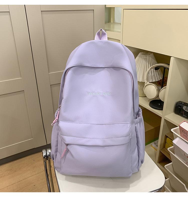 School Bag New Middle and High School Students Sweet Solid Color Large Capacity School Bag Casual Commuting Backpack Versatile Cute Simple Backpack