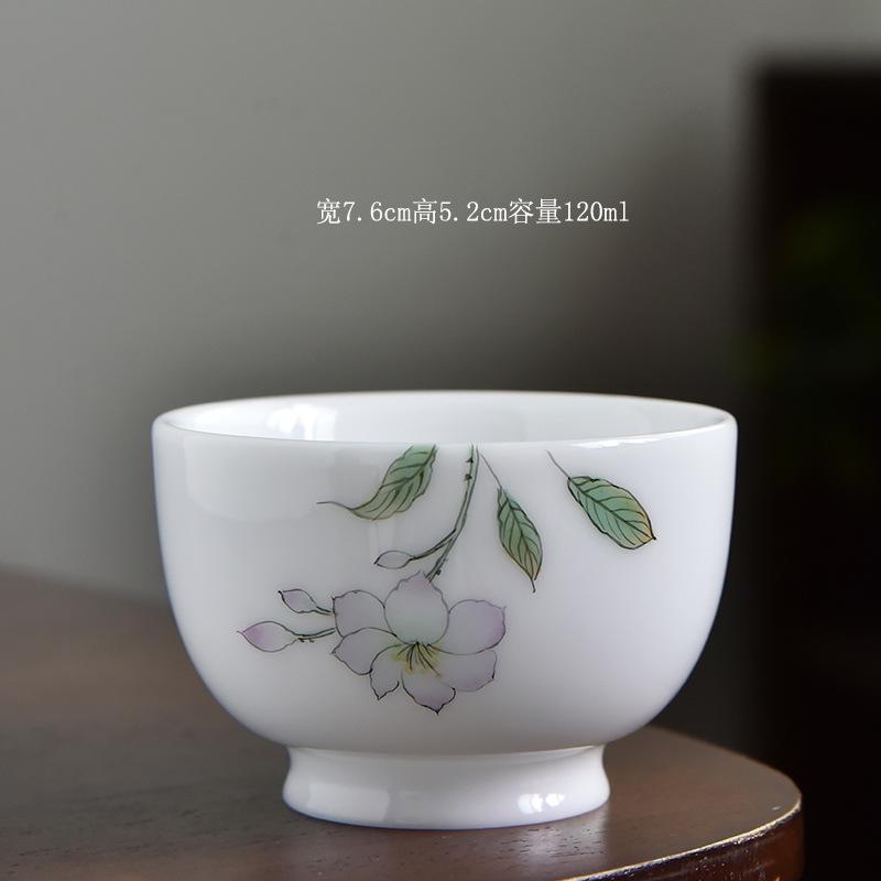 

120 мл ледяная нефритовая фарфоровая чашка с овечьим жиром, расписанная вручную, чашка мастера-цветочницы, чашка для медитации в стиле дзен, чайный сервиз Chazhan Kung Fu