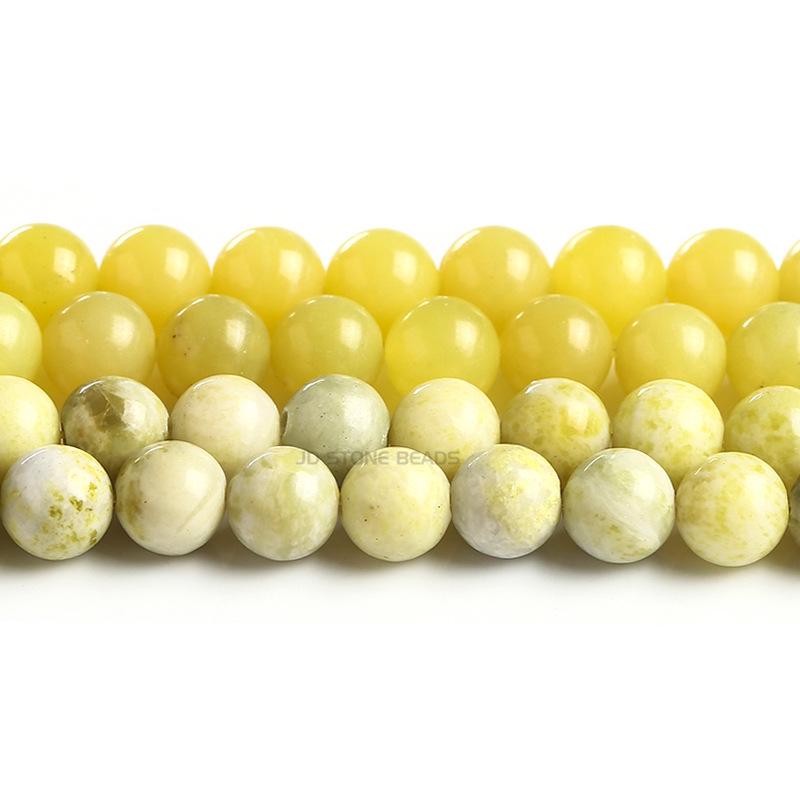 Lemon Jade Round Beads for DIY Jewelry - Lemon Yellow Gemstone Beading Accessories, Semi-finished 