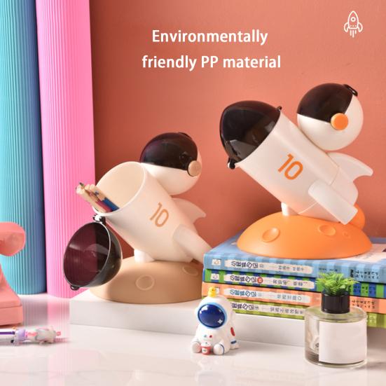 

Держатель для ручек Многофункциональный большой емкости Декоративная экономия места Ручная роспись для хранения Портативная скульптура астронавта Держатель для карандашей Офисный аксессуар