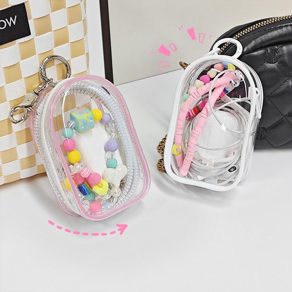 

With Keychain Data Cable Storage Bag Anti Drop Digital Storage Bag Earphone Cable білий