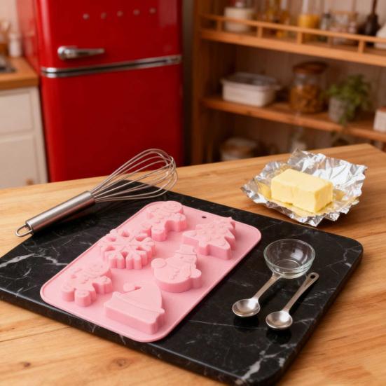 Christmas Silicone Cake Mold Set Xmas Tree Snowman Santa Claus Bells Snowflake Gingerbread Man Baking Mold DIY Baking Tool Kit