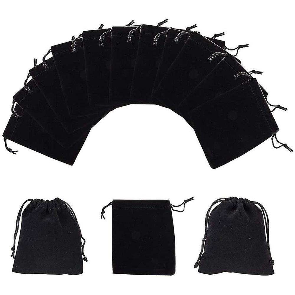 50 Pcs Black Velvet Drawstring Bags Jewelry Pouches Wedding Party Favor Gift Bags
