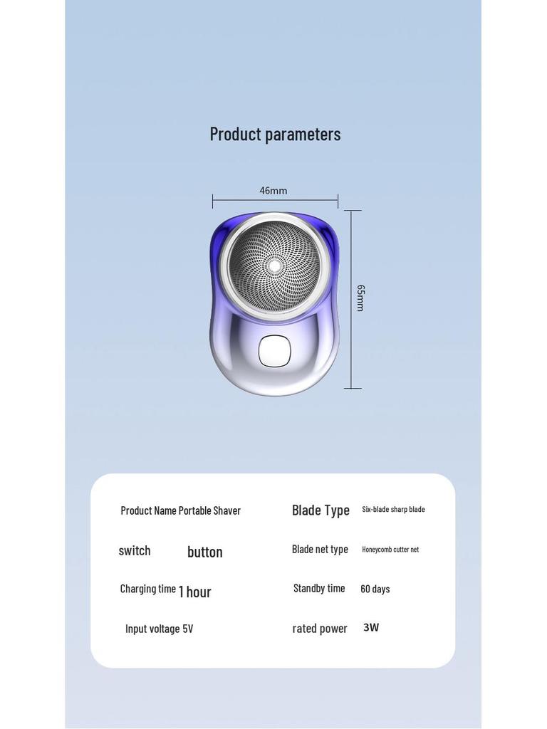 Mini Waschbarer Elektrorasierer - USB Wiederaufladbarer Tragbarer Reiserasierer für Männer