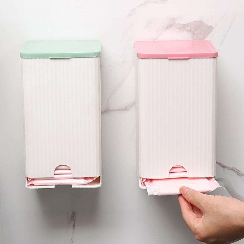 Wall-mounted Sanitary Napkin Storage Box Dust-proof Tissue Paper and Cotton Swab Storage Box Bathroom Organizer Accessories
