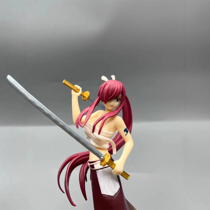 Anime Fairy Tail Erza Scarlet Action Figure Standing Pose With Demon Sword Boxed Collectible Desktop Ornament For Anime Fans