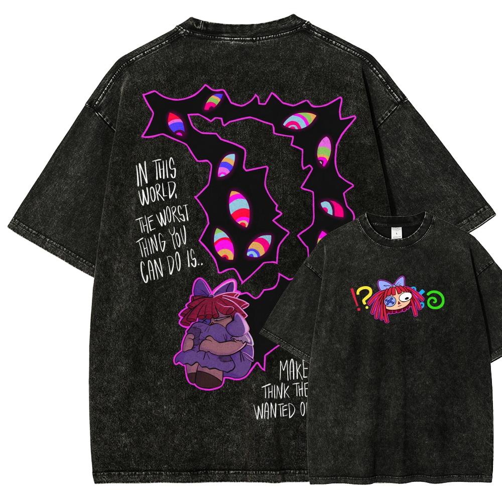 Trendsetter Loose Clothes The Amazing Digital Circus Anime Liefhebber Gewassen T-shirt Kleding voor het hele jaar hoge kwaliteit persoonlijkheid Kleding Grote Maten Unisex Nieuw Model Koppel tee S