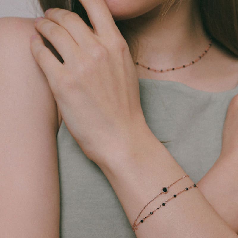 

J.Lauren Round Spinel Rosegold Silver Bracelet B01036 single type