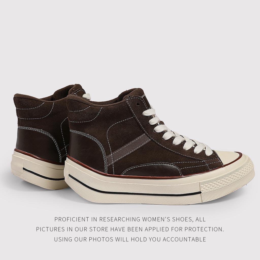 5 Cm Thick-Soled Cowhide Shoes Women'S Autumn Trend Casual Shoes Versatile Round Muffin Board Shoes Cookie Shoes