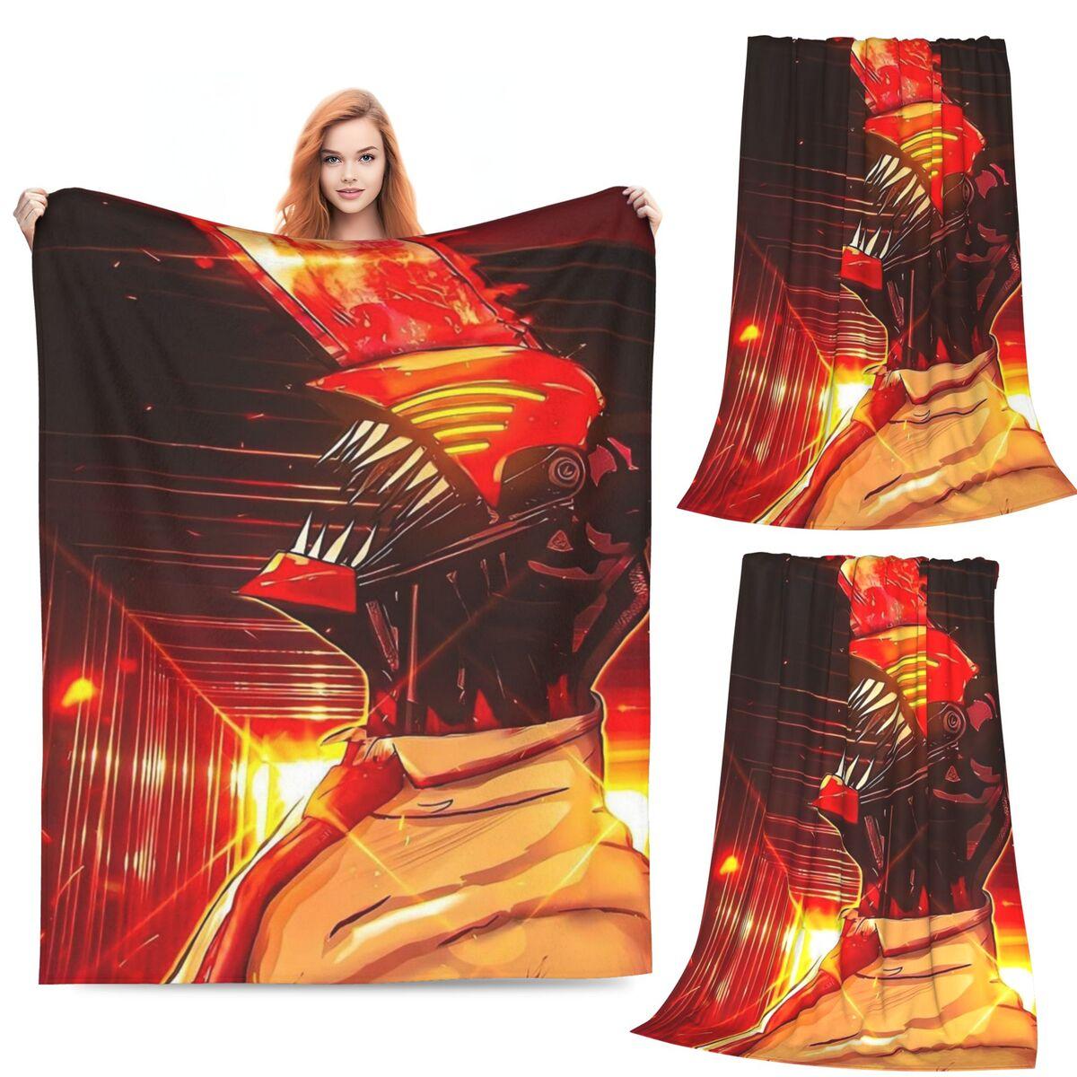 

Anime Chainsaw Man Denji Blanket Soft Warm Flannel Throw Blanket Cover for Bed Living room Picnic Travel Home Sofa 80x120cm