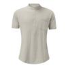 Designer Spring Summer Men's Casual Cotton Linen Solid Color Short Sleeve Shirts Loose Stand Collar Shirts