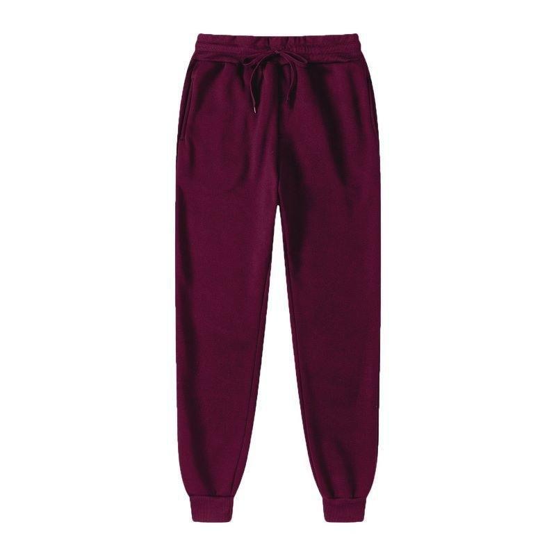 Men'S Spring And Autumn New Slimming Sports Pants Training Breathable Solid Color Fleece Pants Solid Color Sanitary Pants