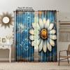 2 Pcs, Versatile Polyester Transparent Curtains for Home Decoration Floral Daisy Design for Use In Bedrooms and Living Rooms