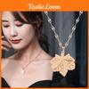 Unique Rose Gold Titanium Steel Leaf Pendant Necklace For Elegant Fashion Statement