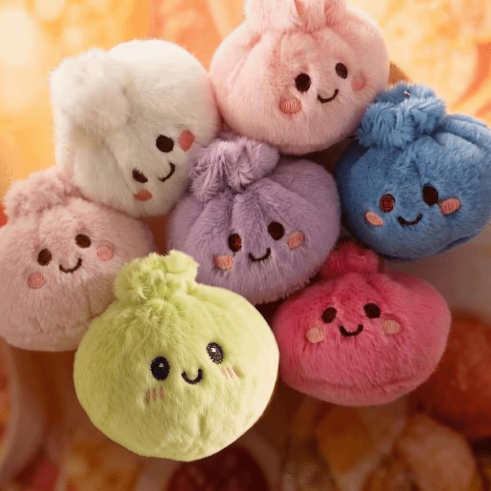 Soft Fluffy Plush Squishy Keychain Plush Steamed Buns Keyring Party Gifts