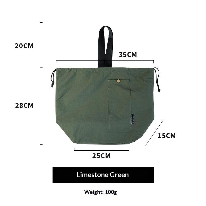 Large Solid Color Waterproof Bento Box Bag With Drawstring Portable Thermal Insulated Picnic Storage Bento Box Bag
