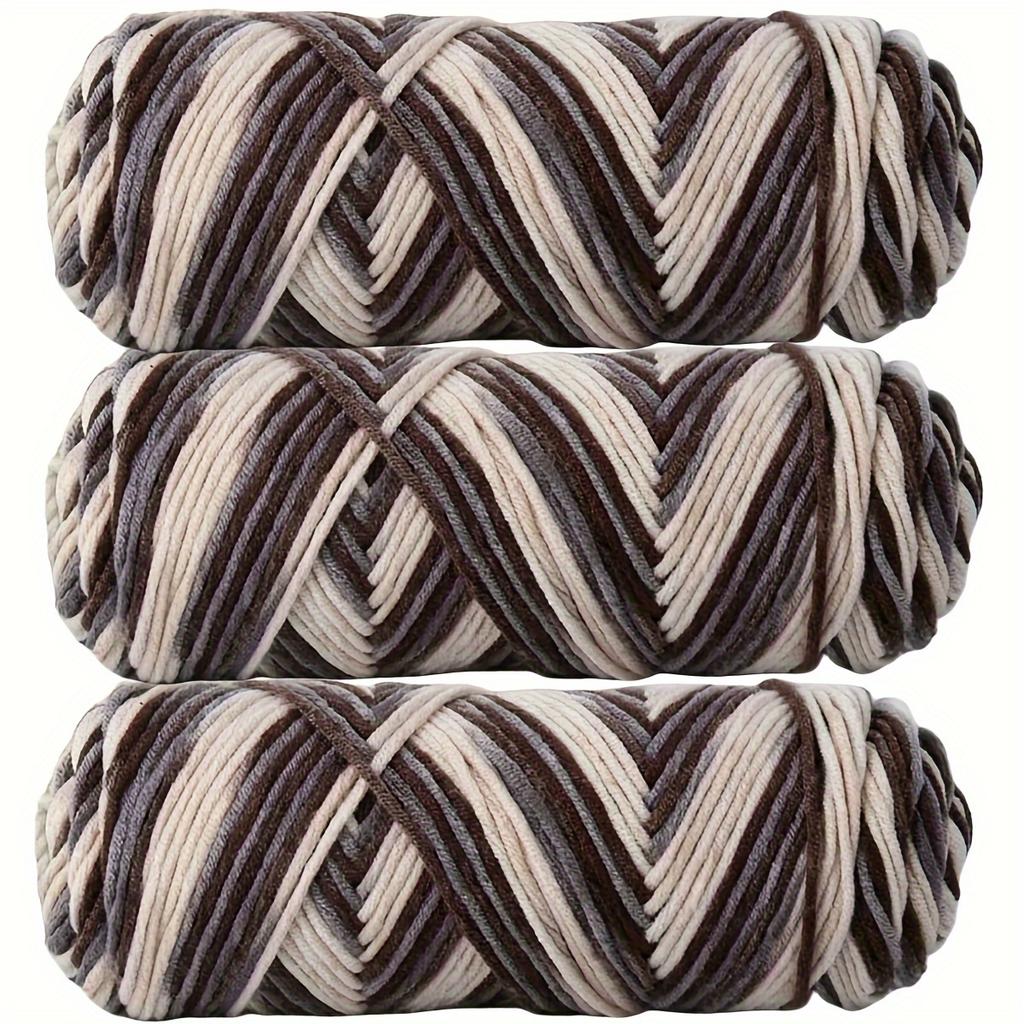 Vibrant 3pcs Yarn Bundle Soft & Thick 8-Strand Acrylic for DIY Knitting and Crochet, Ideal for Hats, 10.05oz Total