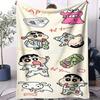 Crayon Shinchan Japanischer Anime Kawaii Kleine Decke Weich Bequem Ganzjahres-Hautfreundlich Bett Schlafsal Sofa Camping Geschenk