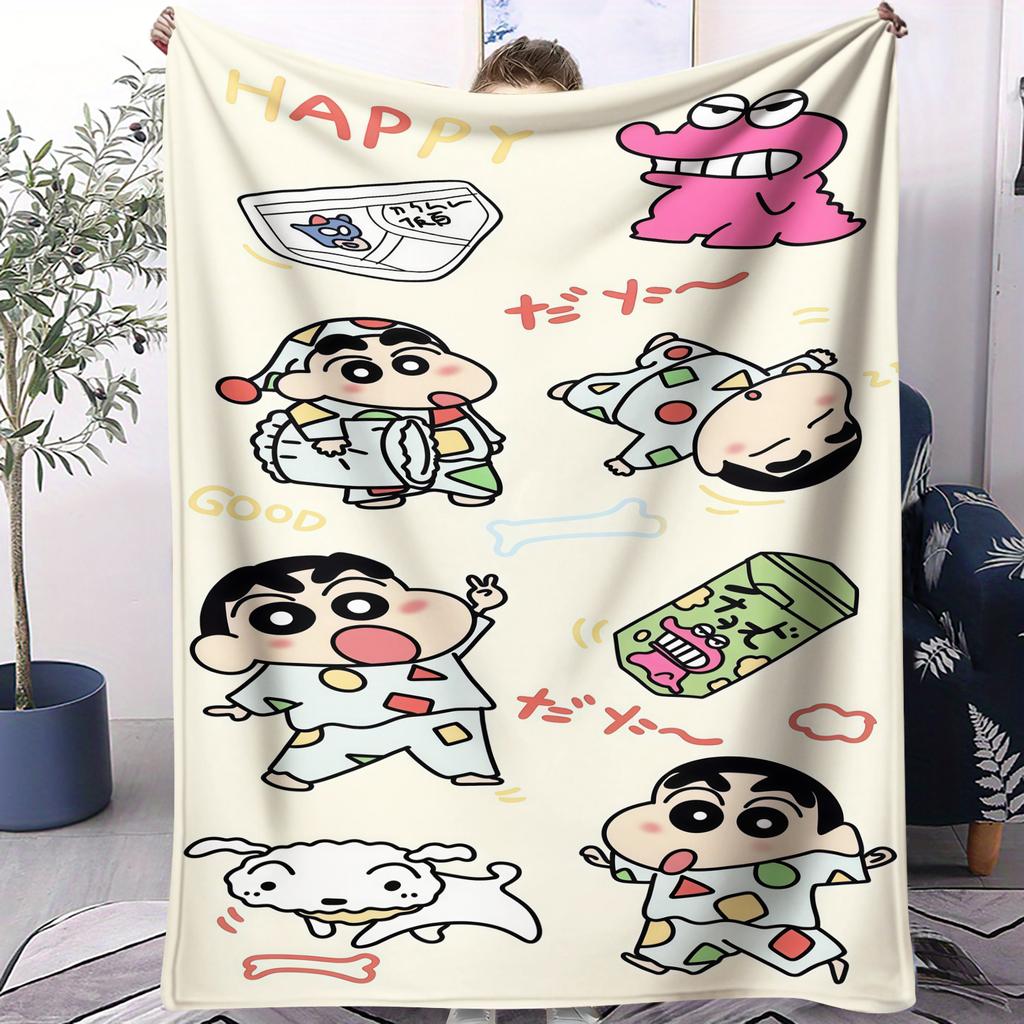Crayon Shinchan Japanischer Anime Kawaii Kleine Decke Weich Bequem Ganzjahres-Hautfreundlich Bett Schlafsal Sofa Camping Geschenk