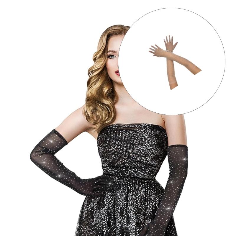 Elegant White Lace Gloves With Rhinestones Embellishments For Weddings Evening Event And Prom Occasion