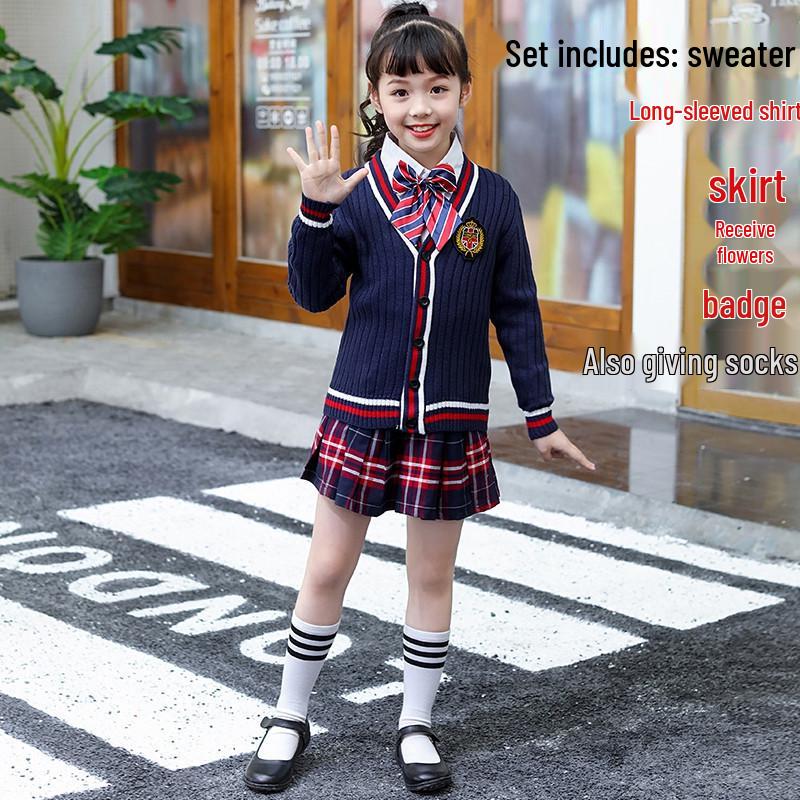 British Academy Style Cardigan Sweater Kindergarten and Primary School Uniform for Spring, Autumn, and Winter Wear