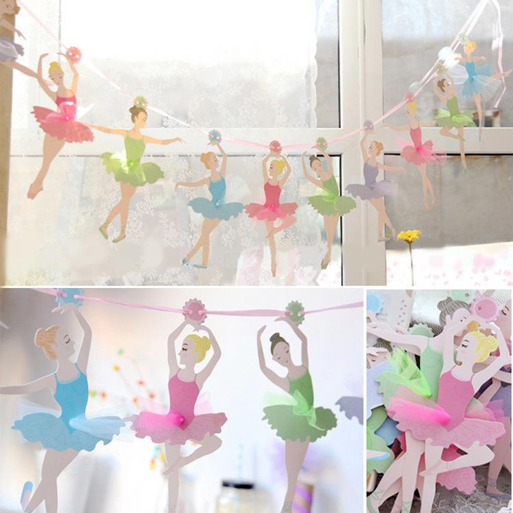 Children'S Birthday Party Decoration Princess Latte Girl Birthday Party Arrangement Ballet Girl Flag Customization