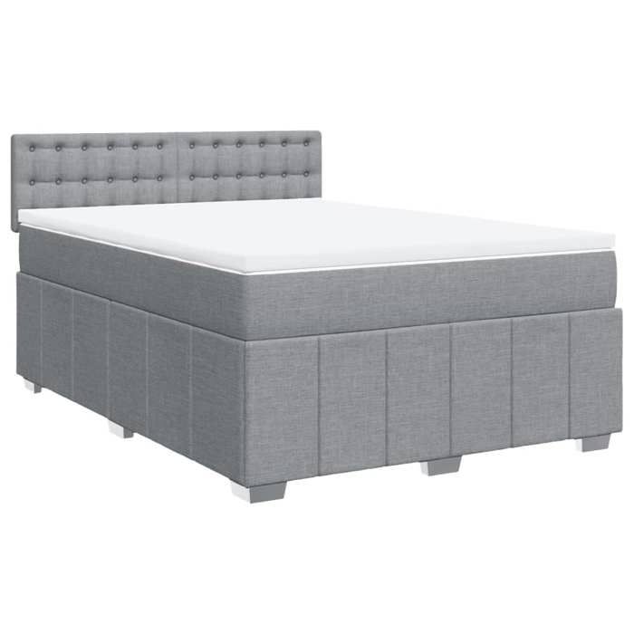 VidaXL Slat Bed Base with Mattress Light Grey 160x200cm Fabric 3287133