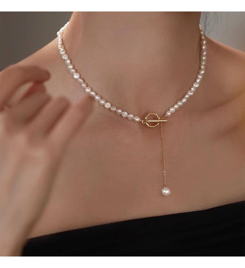 Baroque Special-Shaped Small Particle Freshwater Pearl Necklace Simple Ot Buckle Tassel 4-5Mm Freshwater Pearl Collarbone Chain