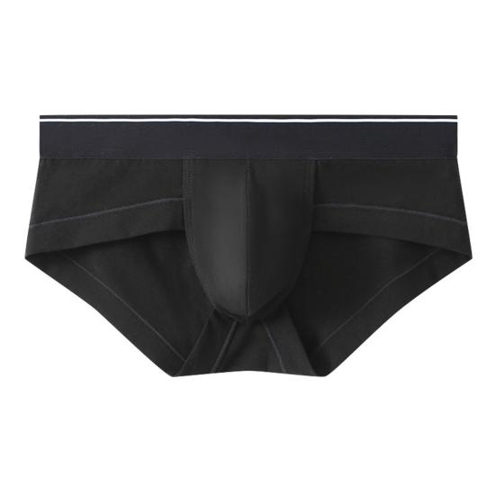 Men Slim Fit Underwear Low-rise Solid Color Briefs Big U-convex Design Elastic Waistband