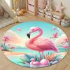 Elegant Round Moon Multicolor Rug Mat, Non-Slip Floor Mat for Entryway