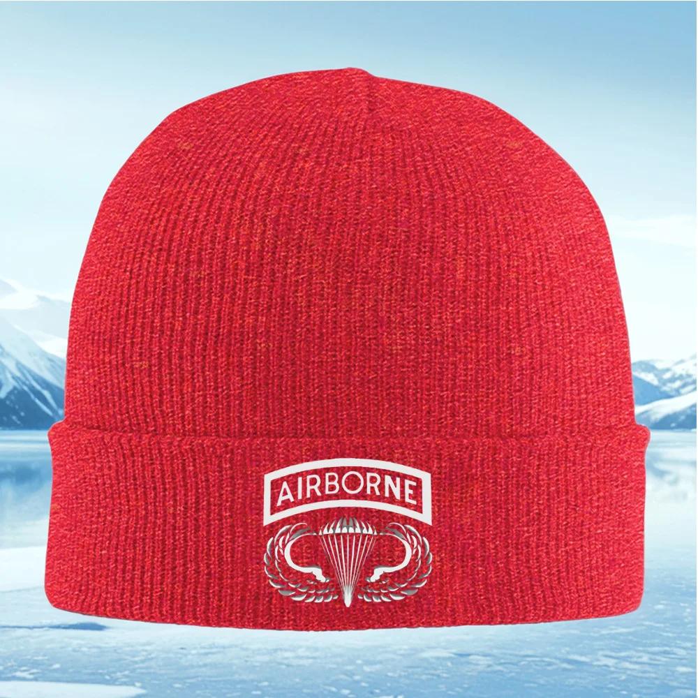 Airborne wings parachute design Unisex Women Unisex Knitted Hat Beanie Pullover Cap Winter Thermal Warm Christmas Outdoor Cyc