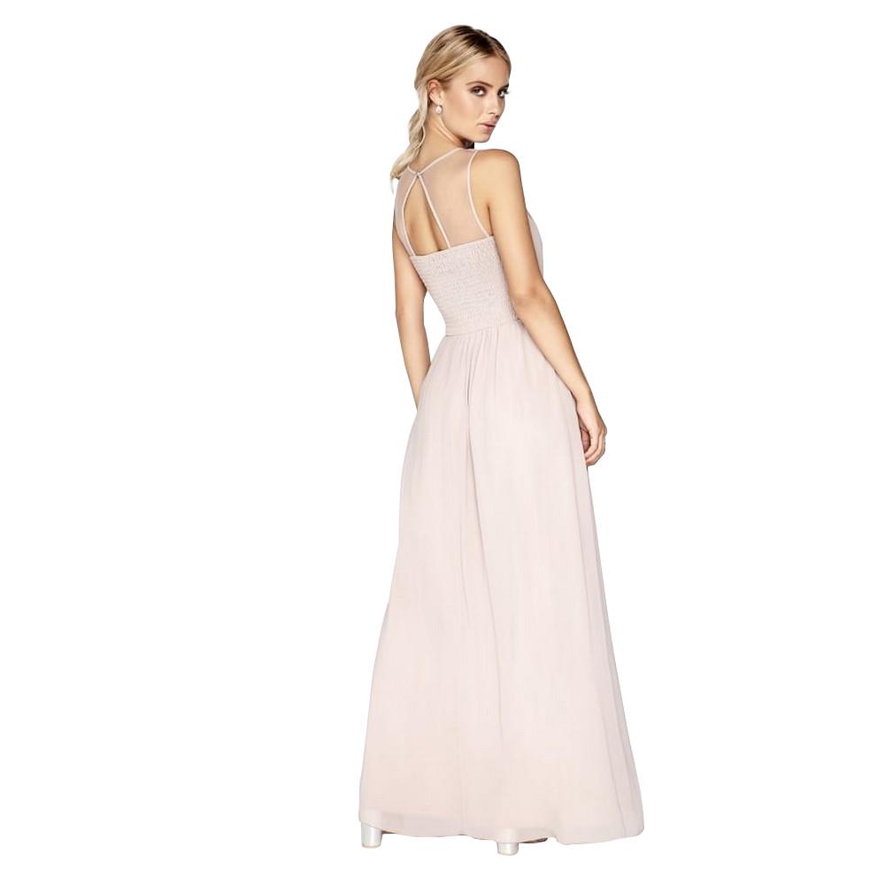 Little Mistress Vestido Maxi con Canesú de Perlas y Visón para Mujer/Damas
