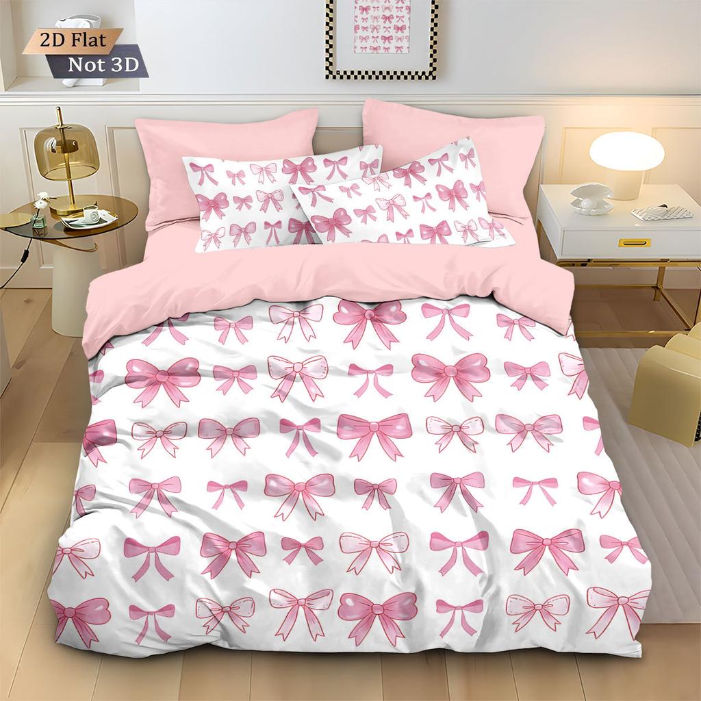 Comforter Cute Bow Love Bedding Set Ladies' Gift Pink Girl'S Room Decoration Single Double Large Size