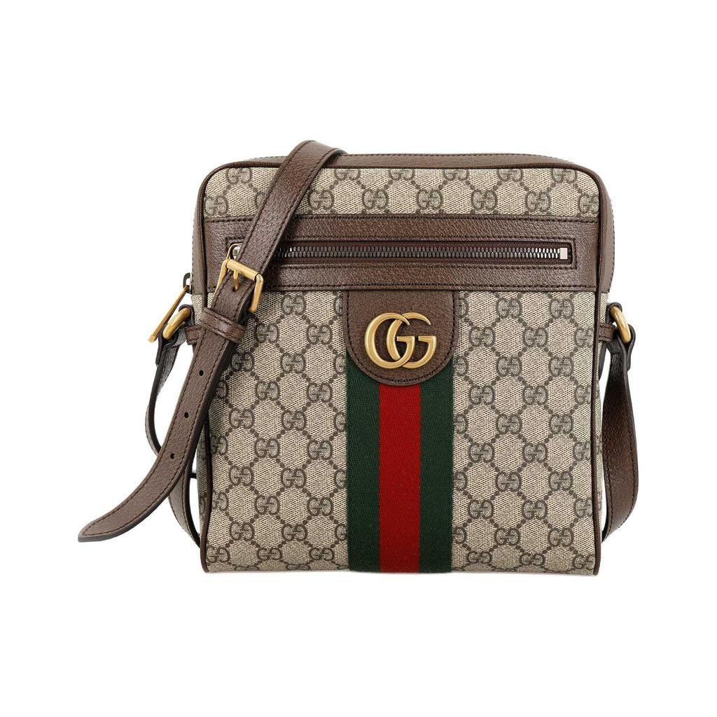 Gucci Ophidia Logo Stripe Webbing Canvas And Leather Shoulder Bag Small Men Shoulder Bag Ebony 547926-96IWT-8745