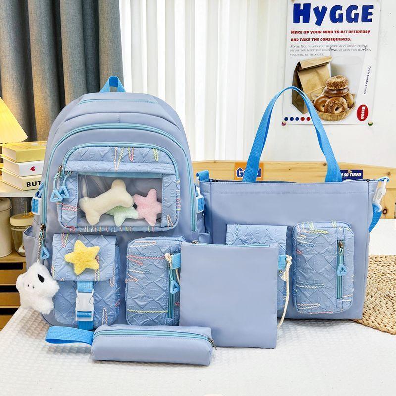 4pcs Backpack Set  Girl  Boy Cute Anti Splash Water  Elementary School Backpack Large Capacity Backpack for Junior High School Students