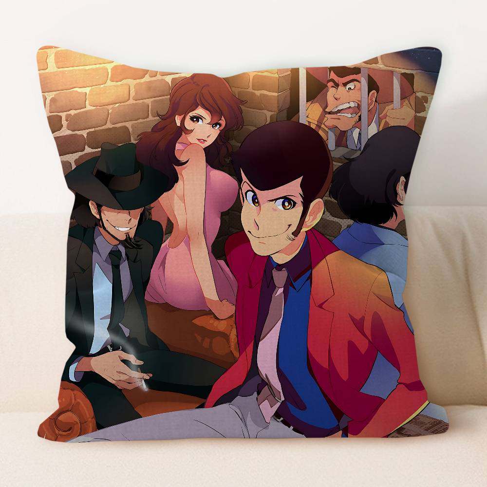 

L- Lupin III Наволочки Мультяшные Декоративные для Дивана Домашние Двусторонние Короткий Плюш Милая Наволочка 12x12Inch