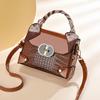 Cross-border women's bag bag quality handbag bright leather alligator pattern stone pattern shoulder bag atmospheric bag bags