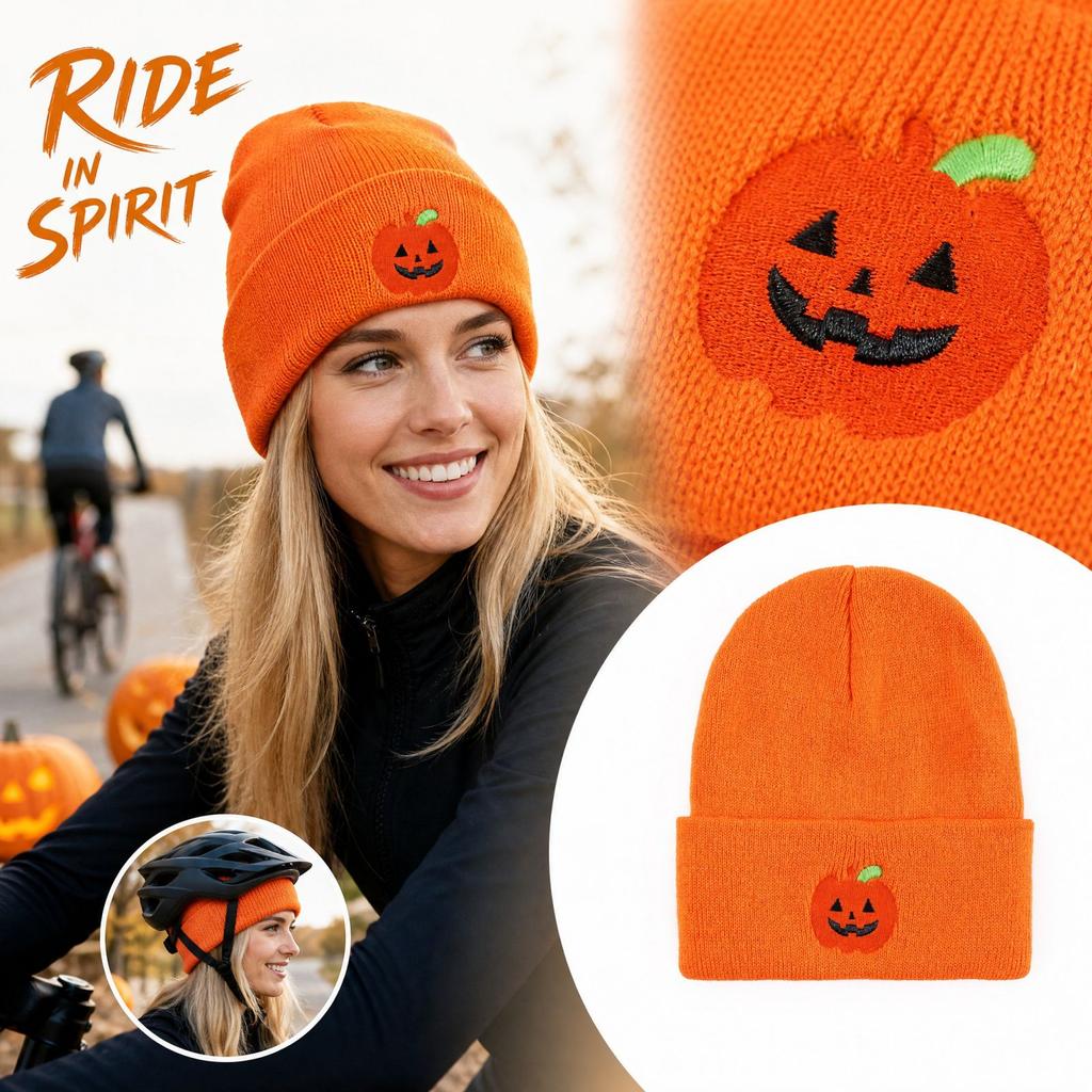 Halloween Pumpkin Pattern Knit - Warm Winter Cycling Hat for Cold Outdoor Sports