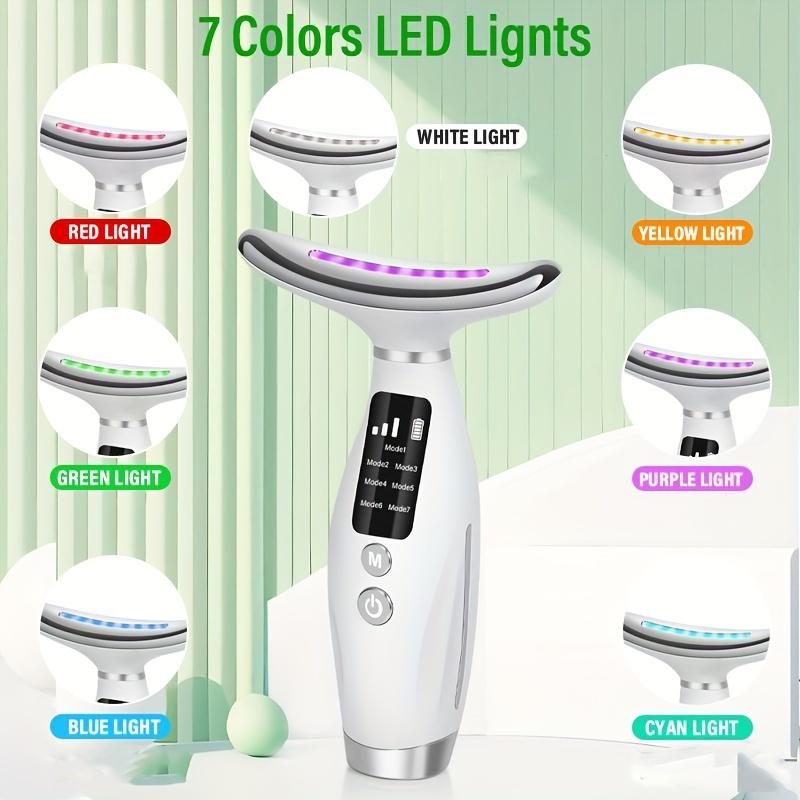 

Массажер для лица и шеи с 7 светодиодами — перезаряжаемый, портативный, нежный, расслабляющий, питание от USB, идеальный подарок для женщин белый