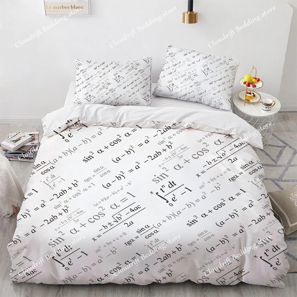 Mathematical Formula Duvet Cover Set King Queen Full Size microfiber Bedding Set for Kids Teens Comforter Cover with Pillowcase