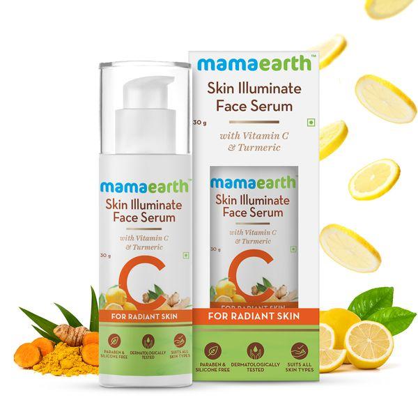 

Mamaearth Сыворотка для лица с витамином С Skin Illuminate 30 г для сияющей кожи с куркумой и скваланом, унисекс