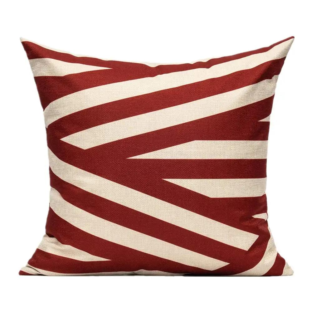 Nordisch Einfach Rotes Geometrisches Leinen Kissenbezug 40*40 Wohnzimmer Sofa Dekoration Kissenhülle 60*60 Heimdekoration 50*50 45*45