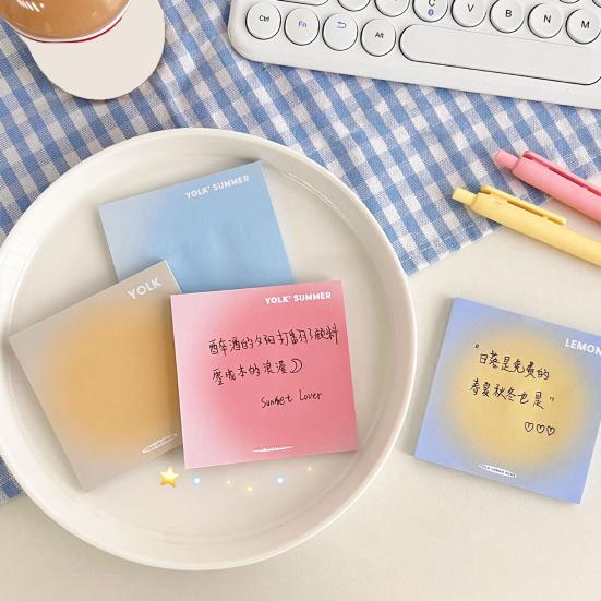 2 Pack Gradient Color Sticky Note Pads Self-adhesive Smooth Writing Scrapbooking DIY Notepad Stationery School Supplies