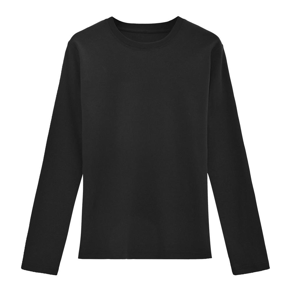 

ABOUTSEA Women s Double Yarn Cotton Long Sleeve Round Neck T-shirt - Solid Color, Regular Fit, Casual Early Spring Style. Medium