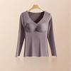Women's Velvet Underwear with Chest Pad Autumn Winter Base Shirt Long Sleeve Thermal Underwear